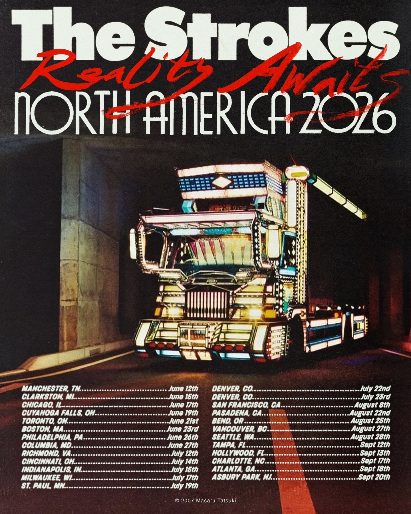 The Strokes Reality Awaits Tour Poster 2026